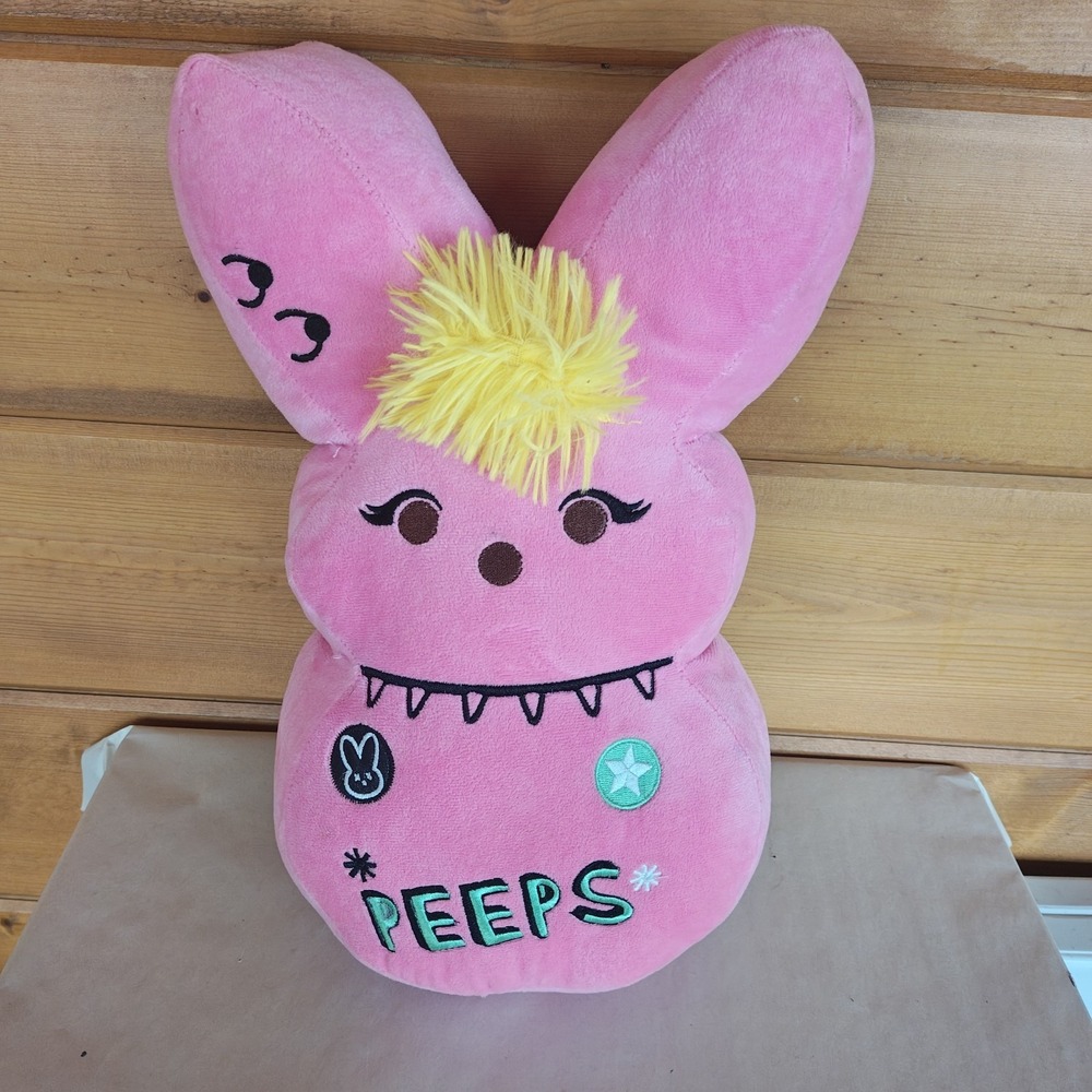 Peeps Easter 16" EMO Bunny Pink Plush Punk Rock Scene 2024 Rare Embroidered E22
